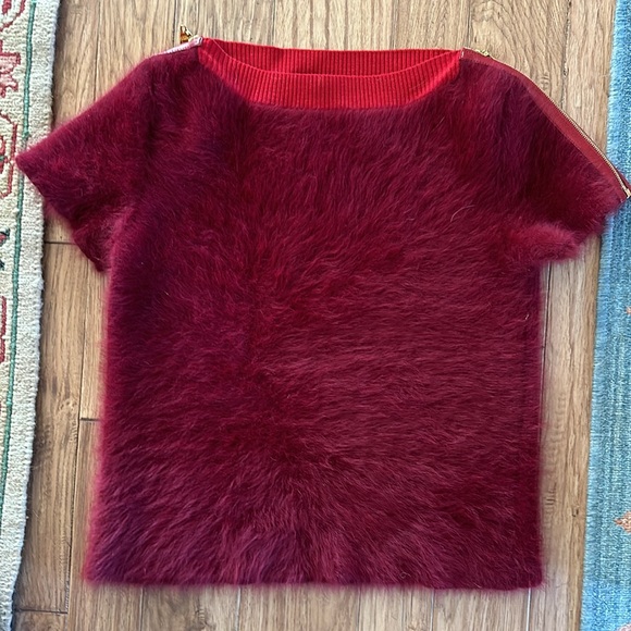 Louis Vuitton Burgandy Wool and Brushed Cashmere with Leather Accent Sweater - Picture 3 of 11